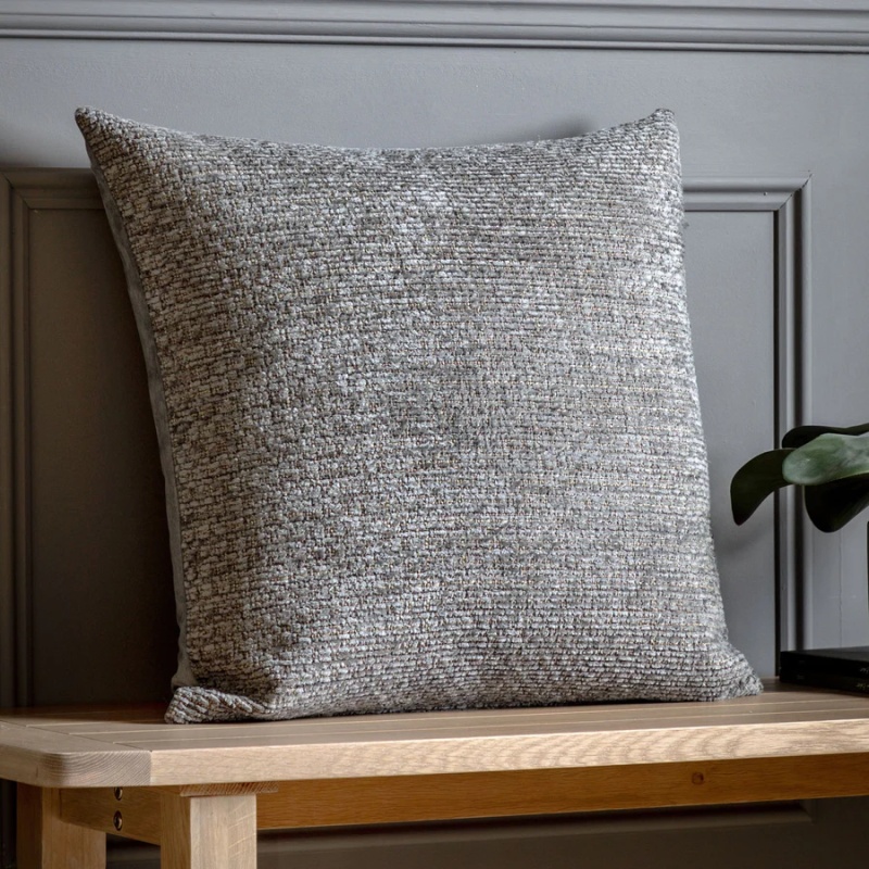 Chenille Cushion Filled Cover - Grey