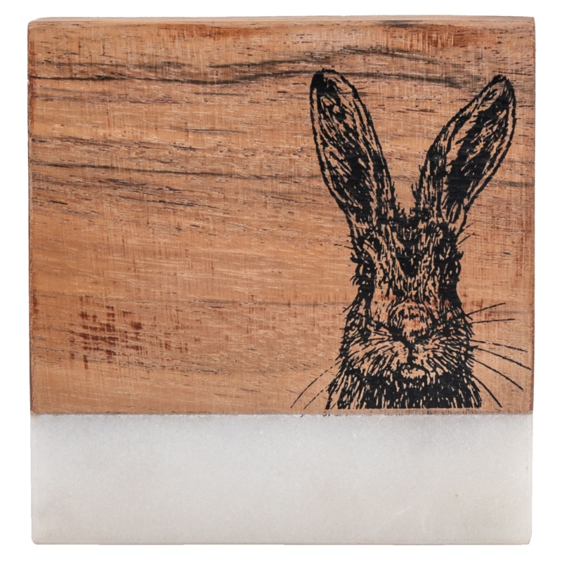 Downtown Hare Coasters Set of 4 - White Marble