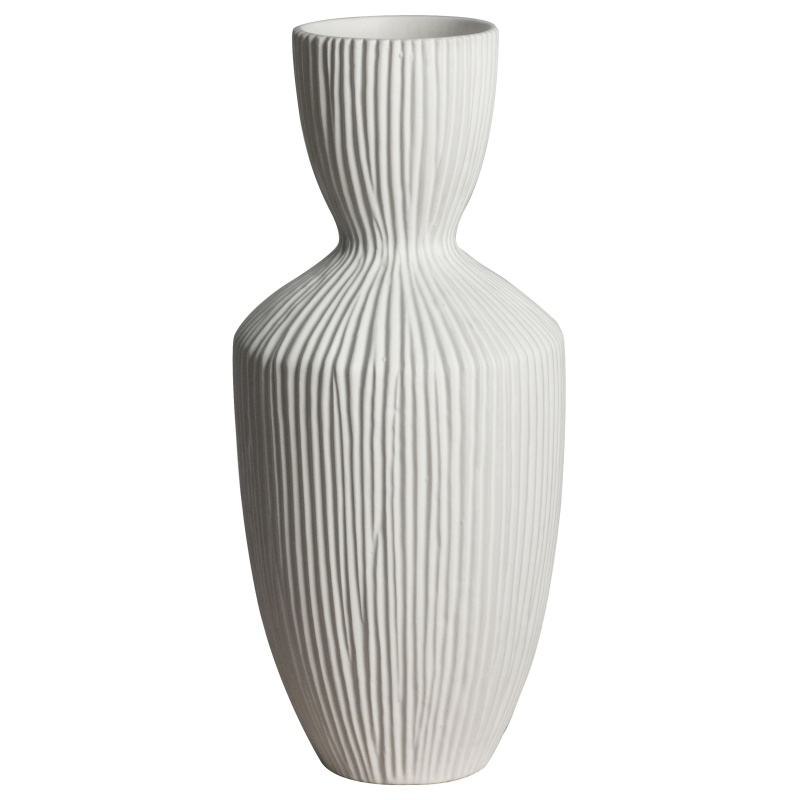 Downtown Hirano Ribbed Stoneware Vase - Cream