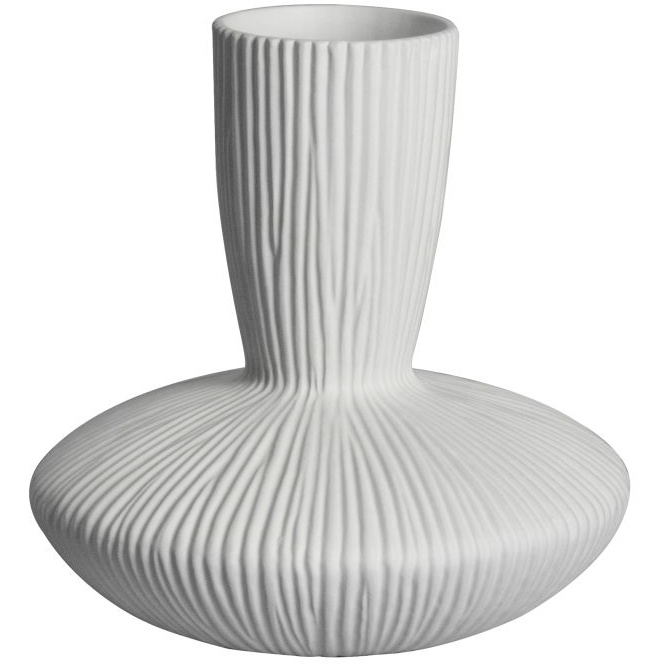 Downtown Honjo Ribbed Stoneware Vase - Cream