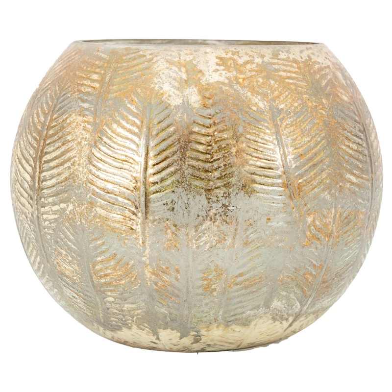 Downtown Hornbeam Antiqued Candle Holder - White/Gold