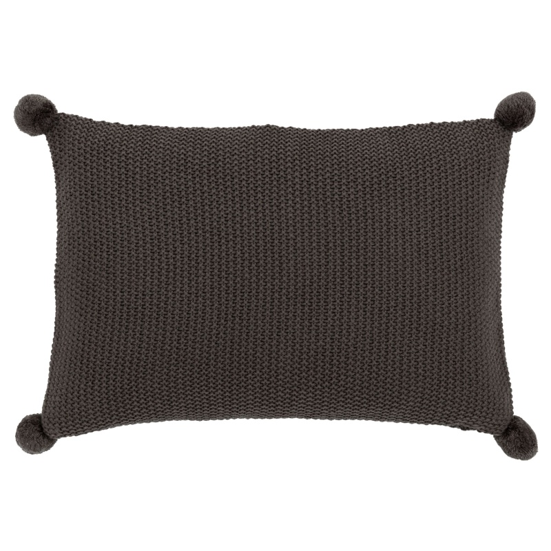 Downtown Moss Stitch PomPom Filled Cushion - Charcoal