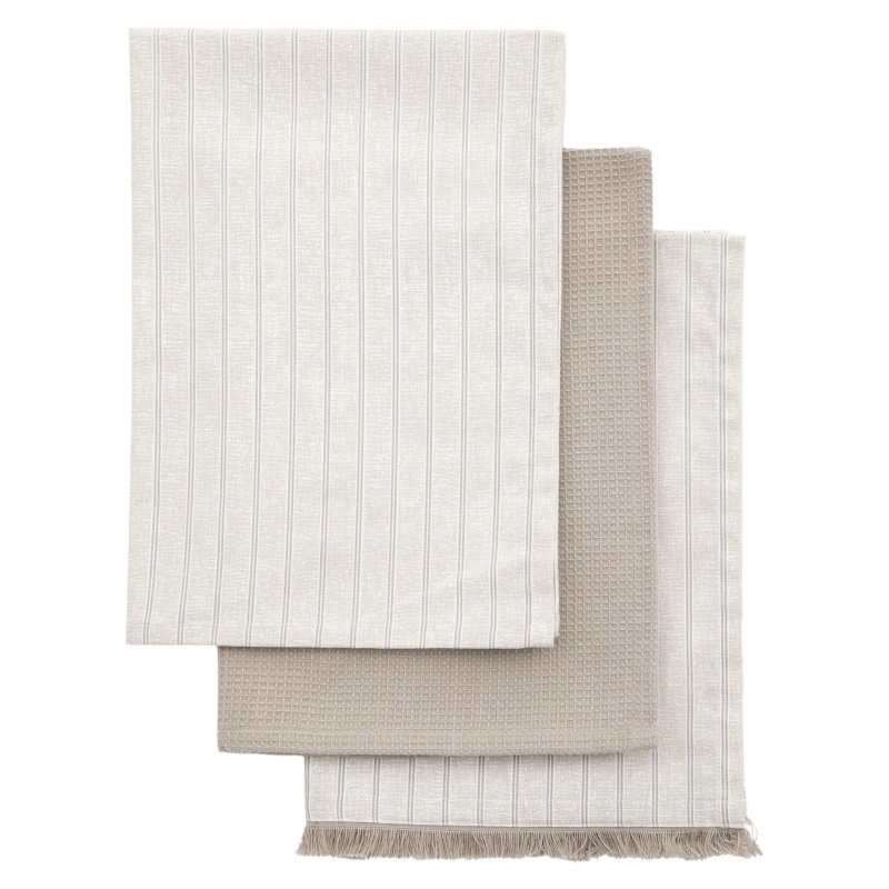 Downtown Natural Stripe Tea Towels 3 Pack