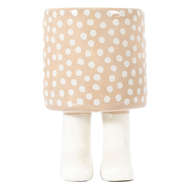 Polka Large Planter With Feet - Beige