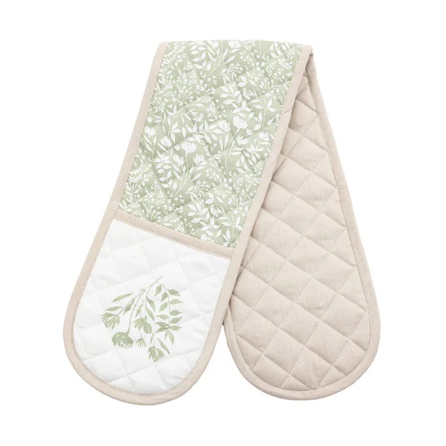 Sage Floral Double Oven Glove