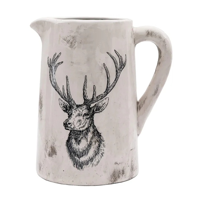 Stag Large Pitcher Vase - Distressed