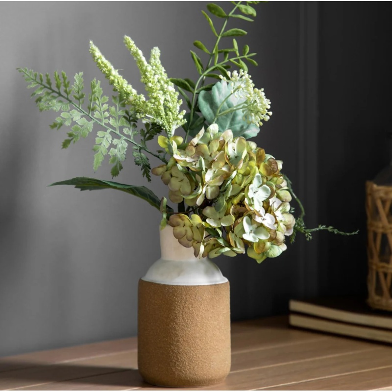 Vase with Hydrangea Arrangement - Green
