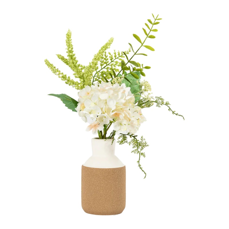 Vase With Hydrangea Arrangement - White