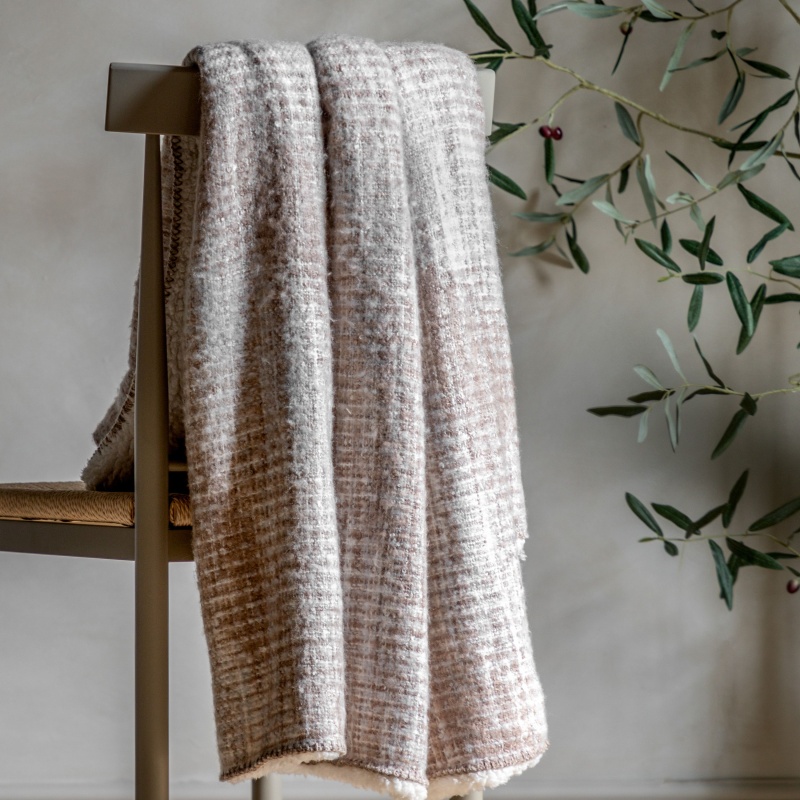 Woven Faux Mohair Sherpa Throw 160x130cm - Natural