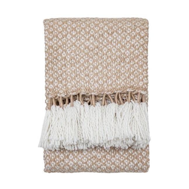 Downtown Woven Wrapped Tassel Throw 130x170cm - Natural/Cream