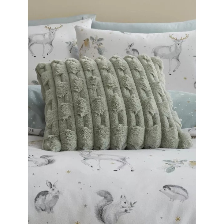 Bianca Carved Faux Fur Filled Cushion 50Cm - Sage