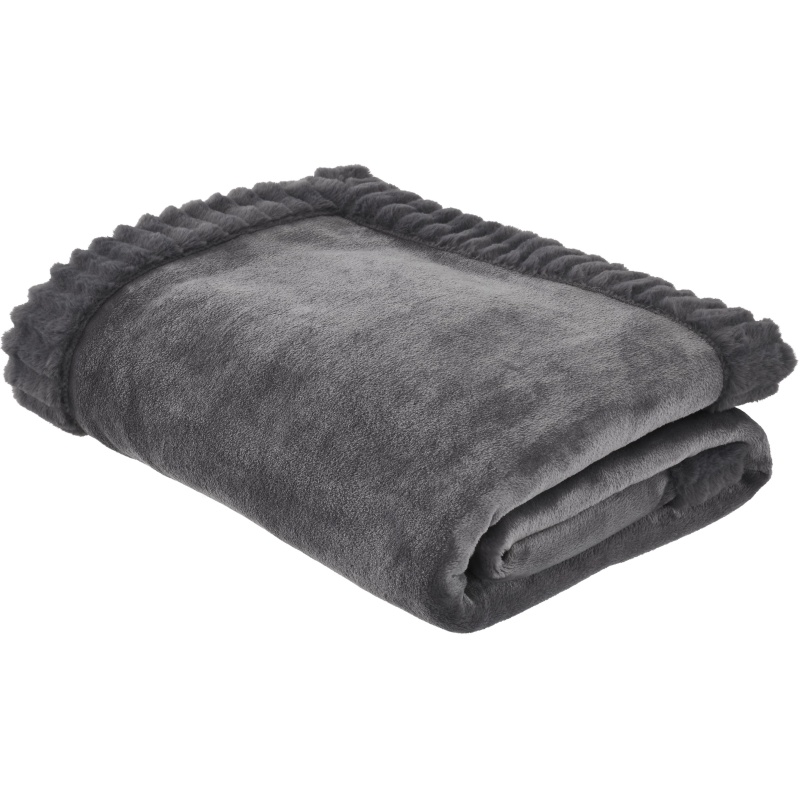 Photos - Blanket Catherine Lansfield Velvet and Faux Fur Throw 150x200cm - Charcoal DS/54492/W/150200/CHC