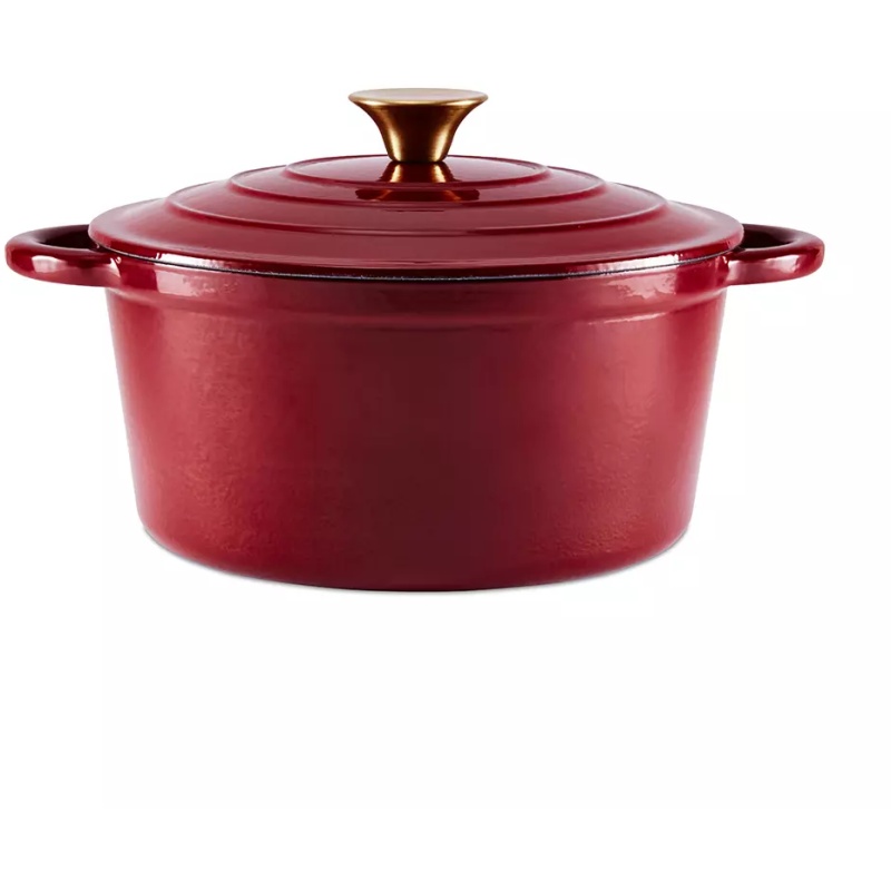 Barbary & Oak 24cm Round Cast Iron Casserole - Red