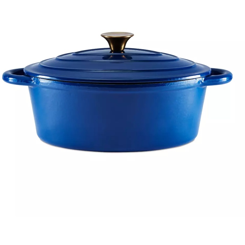 Barbary & Oak 29cm Oval Cast Iron Casserole - Blue