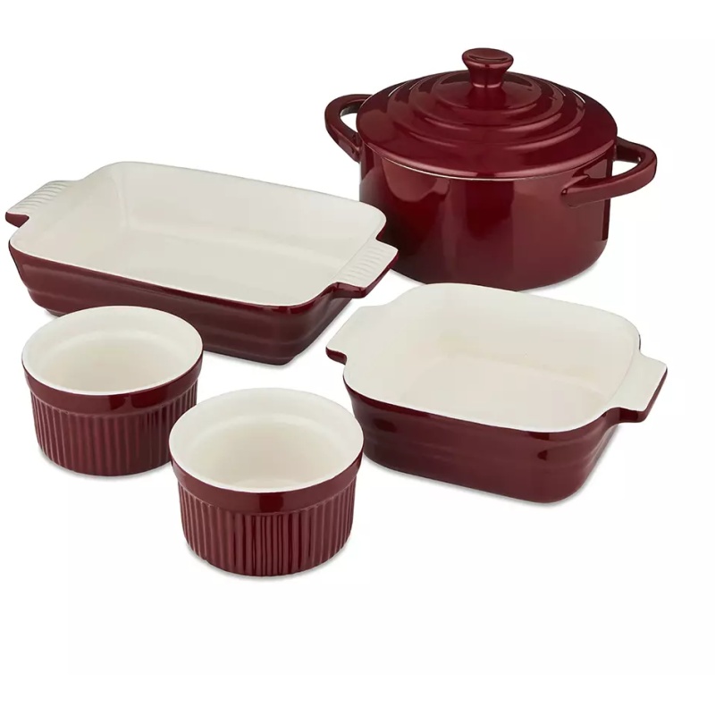 Barbary & Oak 5 Piece Ceramic Ovenware Set Red