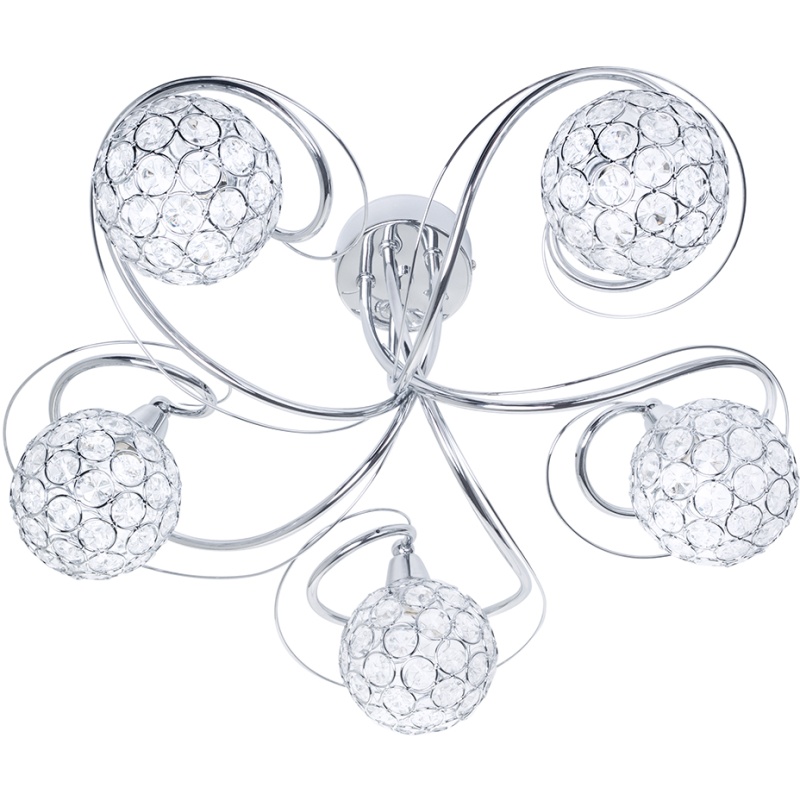 BHS Orianna Flush 5 Light Ceiling Light - Chrome/Clear