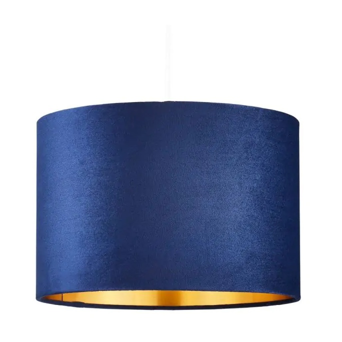 Bhs Light Velvet Easy Fit Shade 30Cm - Navy/Brass