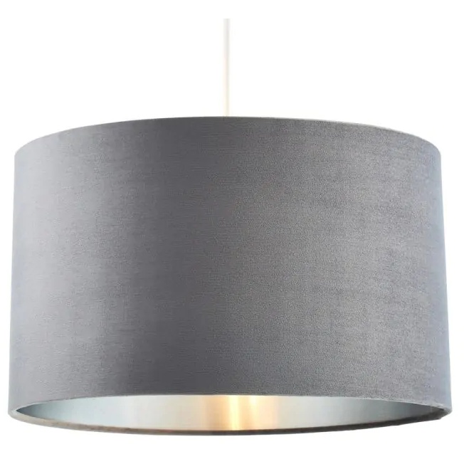Bhs Light Velvet Easy Fit Shade 40Cm - Seal/Satin Nickel