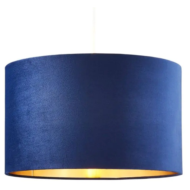 Bhs Light Velvet Easy Fit Shade 40Cm - Navy/Brass