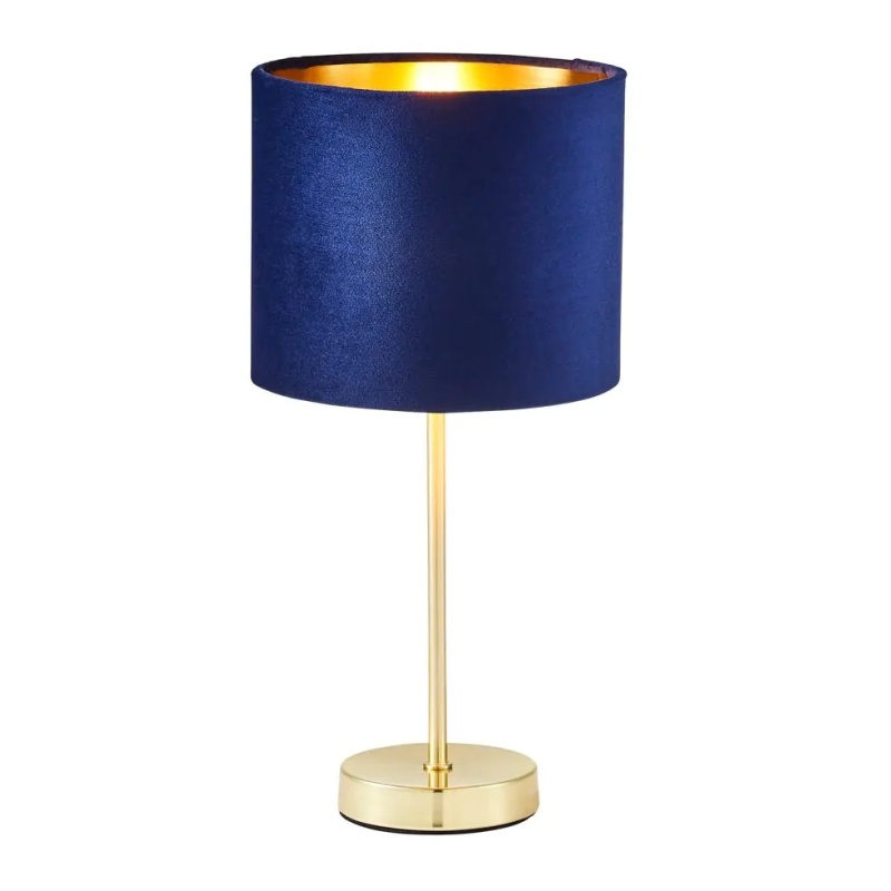 Bhs Velvet Table Lamp - Navy/Brass