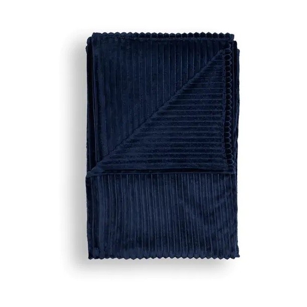BHS Ribbon Velour Throw 127x152cm - Navy