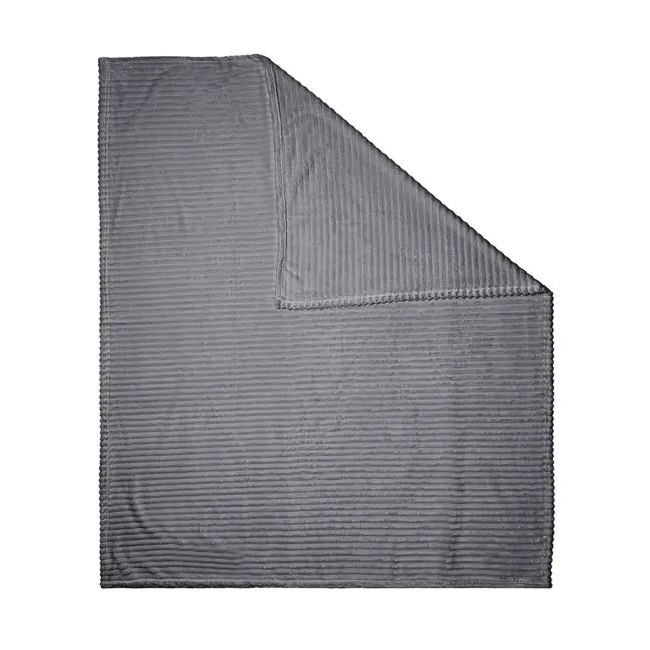 Bhs Grey Ribbon Velour Throw 127X152cm