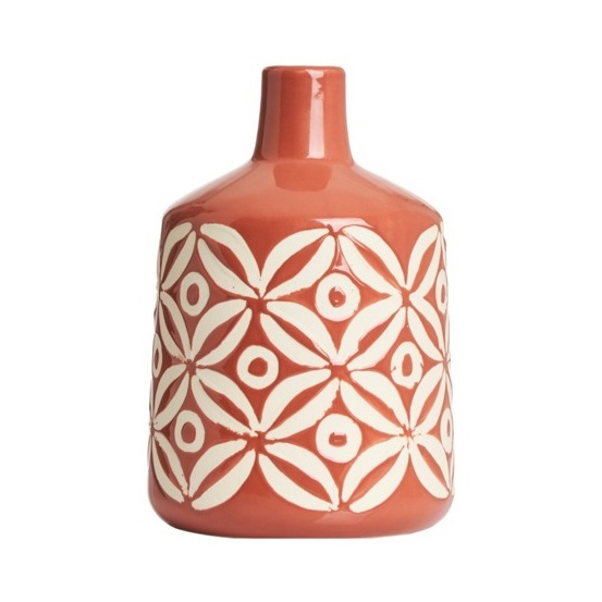 BHS Small Petal Patterned Ceramic Vase - Terracotta