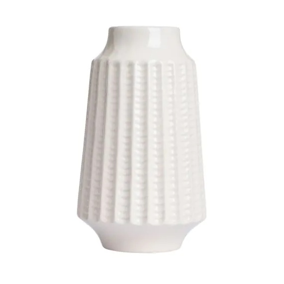 BHS Grooved Ceramic Vase - Cream