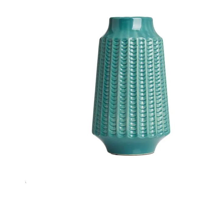 Bhs Green Grooved Ceramic Vase