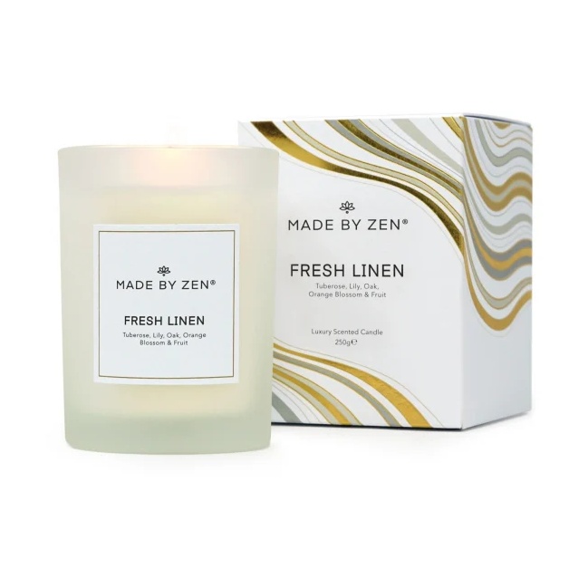 Made By Zen Light/Orange/Amber Fresh Linen Signature Scented Candle - 250G