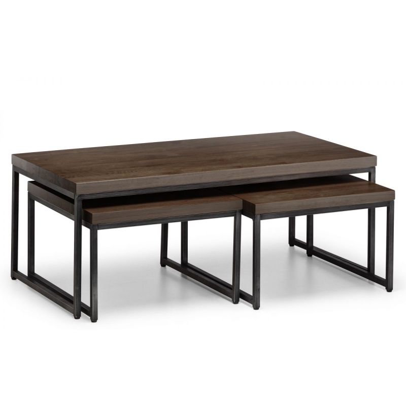 Julian Bowen Dark Brooklyn Rectangular Nesting Coffee Tables - Oak