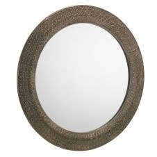 Julian Bowen Cadence Large Round Pewter Wall Mirror