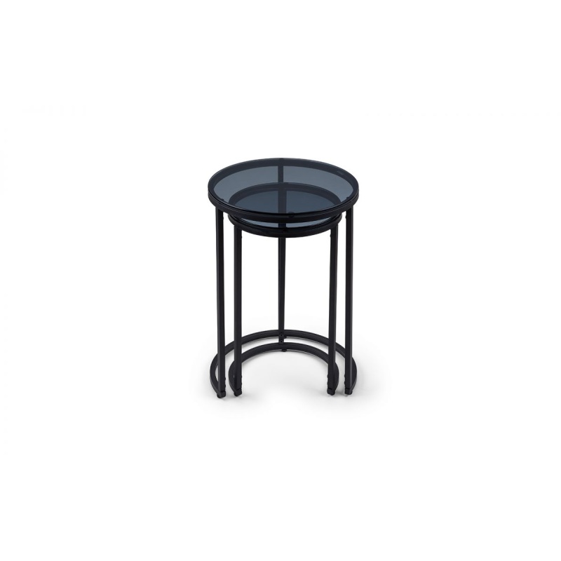 Julian Bowen Chicago Round Nesting Side Tables - Smoked Glass