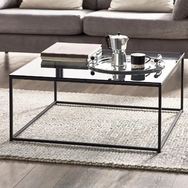 Julian Bowen Dark Chicago Square Coffee Table - Smoked Glass