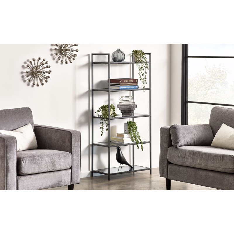 Julian Bowen Chicago Tall Bookcase - Smoked Glass