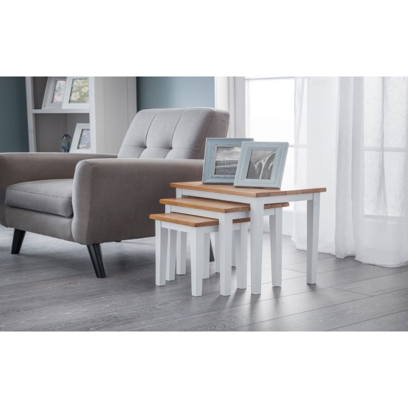 Julian Bowen Cleo Nest Of Tables - White / Natural Oak
