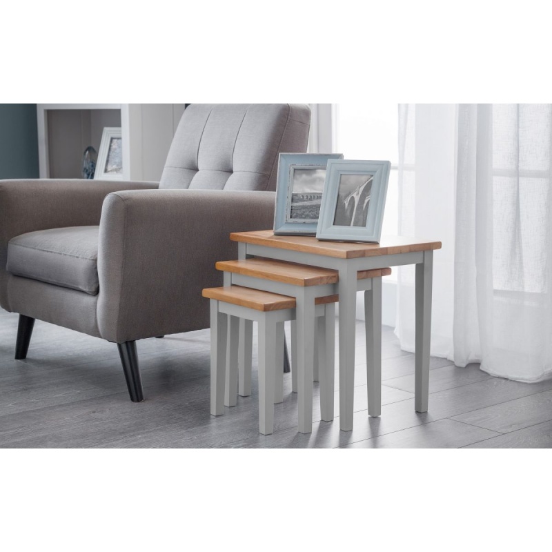 Julian Bowen Grey Cleo Nest Of Tables - 2 Tone And Oak