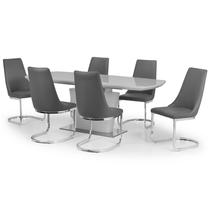 Julian Bowen Grey Como High Gloss Extending Table