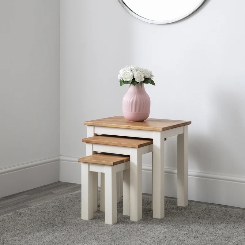 Julian Bowen Ivory Coxmoor Nest Of 3 Tables - And Oak