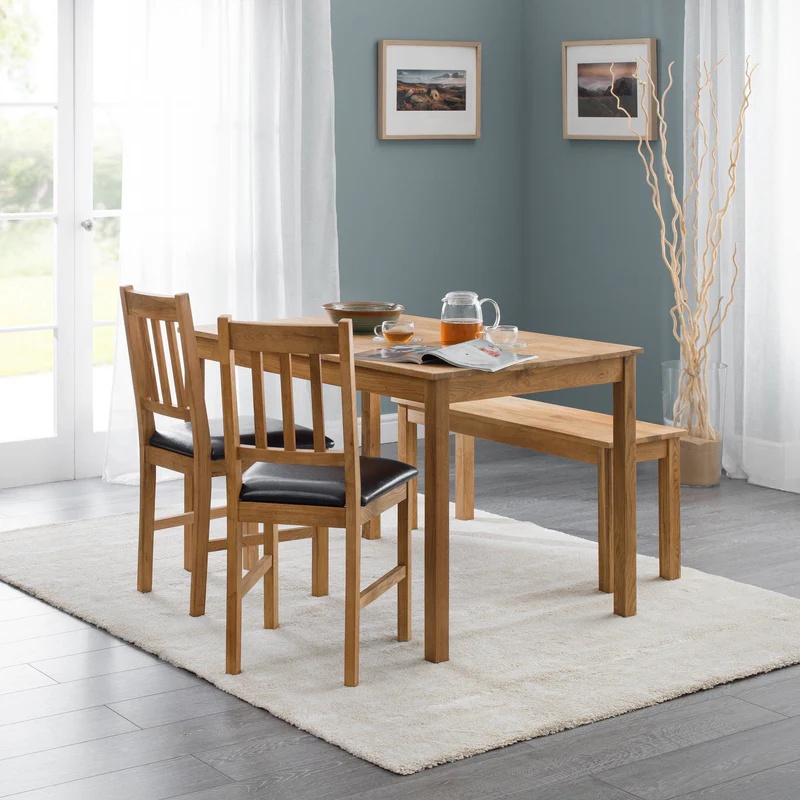 Julian Bowen White/Grain Coxmoor Rectangular Dining Table - Oak