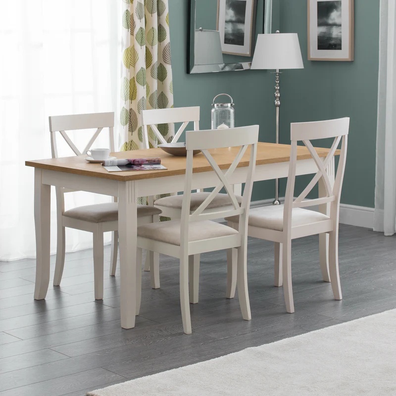 Julian Bowen White Davenport Dining Table - Oak