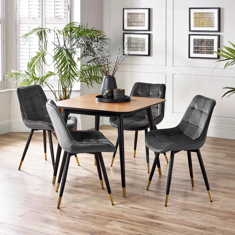 Julian Bowen Black Findlay Square Dining Table - Walnut And