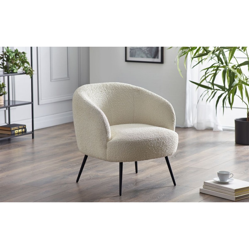 Julian Bowen Julian Bowen Gigi Boucle Accent Chair - Ivory
