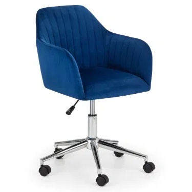 Julian Bowen Kahlo Velvet Swivel Office Chair - Blue/Chrome