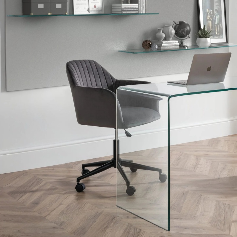 Julian Bowen Julian Bowen Kahlo Velvet Swivel Office Chair - Grey/Black