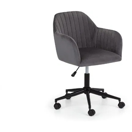 Julian Bowen Kahlo Velvet Swivel Office Chair - Grey/Black