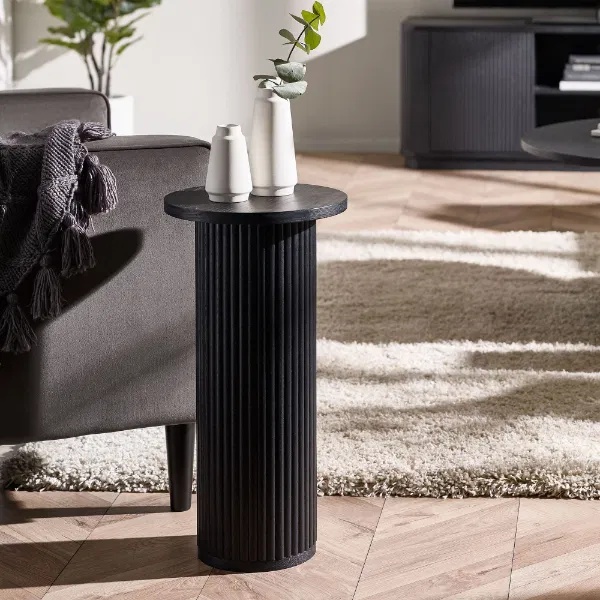 Julian Bowen Black Louis Round Fluted Drinks Table