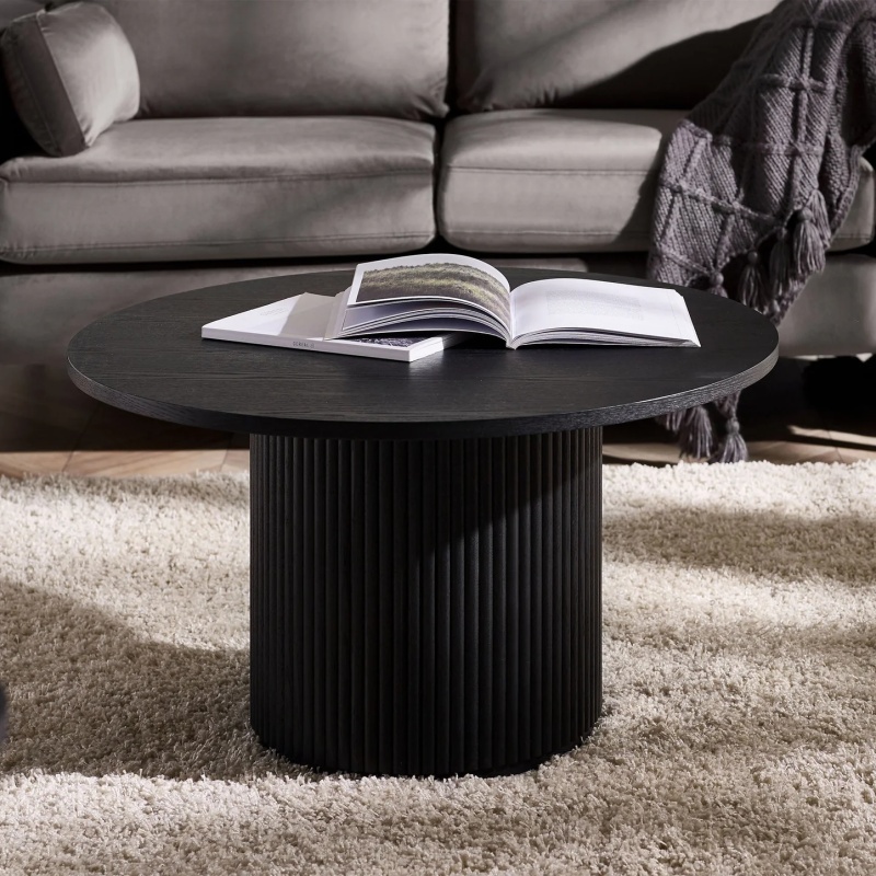 Julian Bowen Julian Bowen Louis Fluted Round Coffee Table - Black