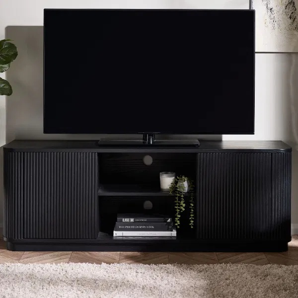 Julian Bowen Black Louis Fluted Tv Unit