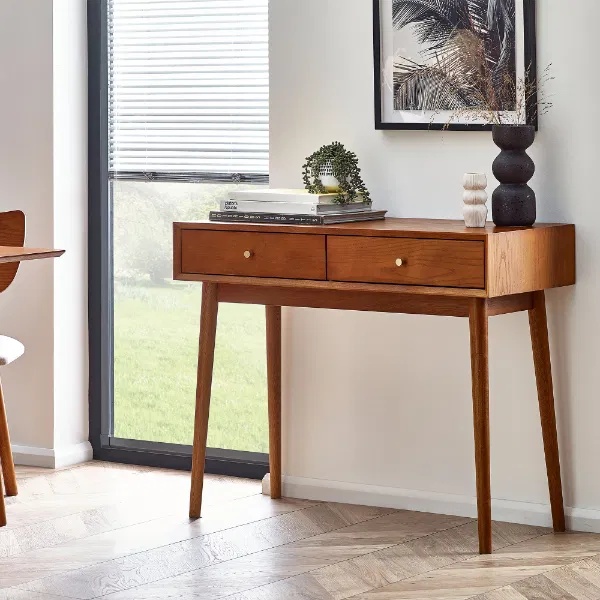 Julian Bowen Gold Lowry Writing Desk With 2 Drawers